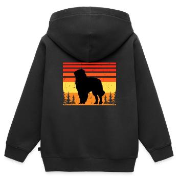 Chien de berger des Carpates Silhouette Rétro Coucher de soleil - Sweat Premium à capuche zippé enfant bio - noir - Dos - AI Model Kid Male (0cm)