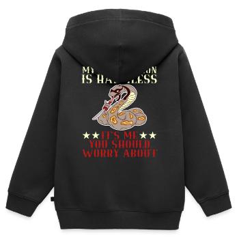 Wilde Tiere König Kobra Phyton ist harmlos es ist - Kinder Premium Organic Zip Hoodie - Schwarz - Hinten - AI Model Kid Male (0cm)