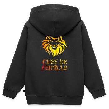 Chef de famille lion - Sweat Premium à capuche zippé enfant bio - noir - Dos - AI Model Kid Male (0cm)
