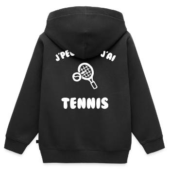 j’peux pas j’ai tennis - Sweat Premium à capuche zippé enfant bio - noir - Dos - AI Model Kid Male (0cm)