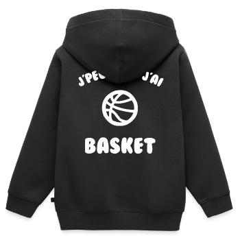 J’peux pas j’ai basket - Sweat Premium à capuche zippé enfant bio - noir - Dos - AI Model Kid Male (0cm)
