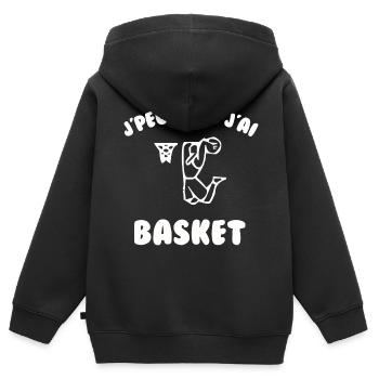 J’peux pas j’ai basket - Sweat Premium à capuche zippé enfant bio - noir - Dos - AI Model Kid Male (0cm)