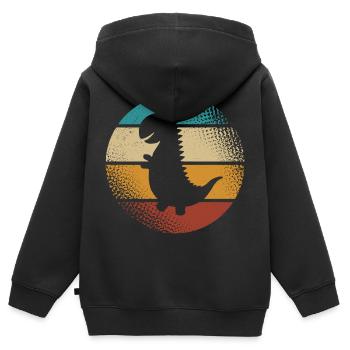 T-Rex - Sweat Premium à capuche zippé enfant bio - noir - Dos - AI Model Kid Male (0cm)