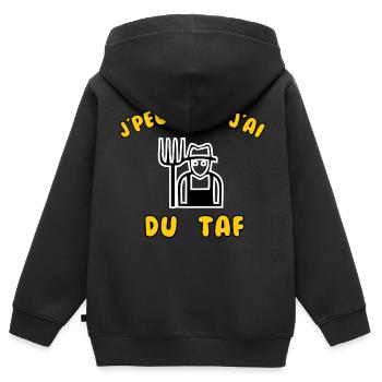J’peux pas j’ai du taf - Sweat Premium à capuche zippé enfant bio - noir - Dos - AI Model Kid Male (0cm)