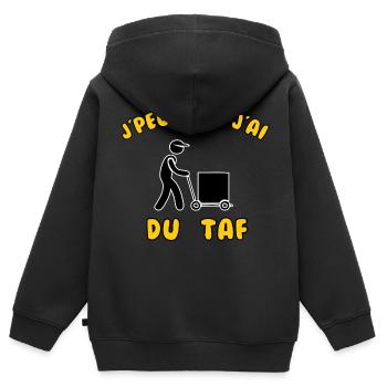 J’peux pas j’ai du taf - Sweat Premium à capuche zippé enfant bio - noir - Dos - AI Model Kid Male (0cm)