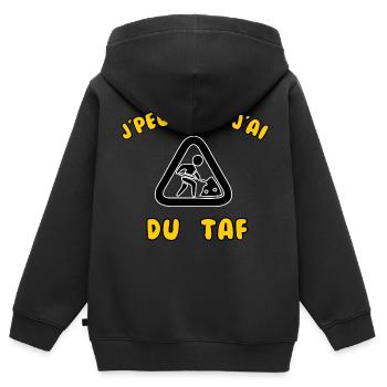 J’peux pas j’ai du taf - Sweat Premium à capuche zippé enfant bio - noir - Dos - AI Model Kid Male (0cm)