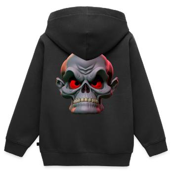 grumpy skull - Kids Premium Organic Zip-up Hoodie - black - Back - AI Model Kid Male (0cm)
