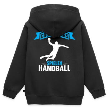 Coole jungs spielen handball handballer jungen - Kinder Premium Organic Zip Hoodie - Schwarz - Hinten - AI Model Kid Male (0cm)