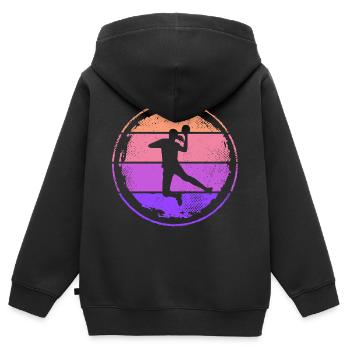 Handballspielerin Retro Mädchen Handball - Kinder Premium Organic Zip Hoodie - Schwarz - Hinten - AI Model Kid Male (0cm)