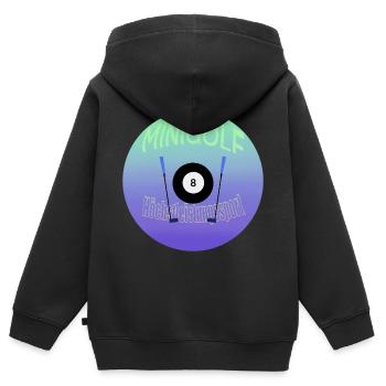Minigolf - Kinder Premium Organic Zip Hoodie - Schwarz - Hinten - AI Model Kid Male (0cm)