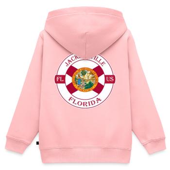 Jacksonville Florida Flagge USA Souvenir Abzeichen - Kinder Premium Organic Zip Hoodie - Rosa - Hinten - AI Model Kid Female (0cm)