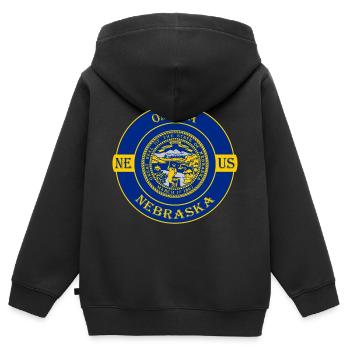Omaha Nebraska Flag USA Travel Souvenir Badge - Sweat Premium à capuche zippé enfant bio - noir - Dos - AI Model Kid Male (0cm)