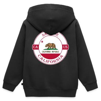 San Jose Kalifornien Flagge USA Reise Souvenir Abzeichen - Kinder Premium Organic Zip Hoodie - Schwarz - Hinten - AI Model Kid Male (0cm)