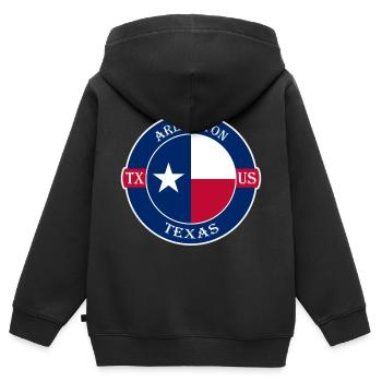 Arlington Texas Flagge USA Reise Souvenir Abzeichen - Kinder Premium Organic Zip Hoodie - Schwarz - Hinten - AI Model Kid Male (0cm)