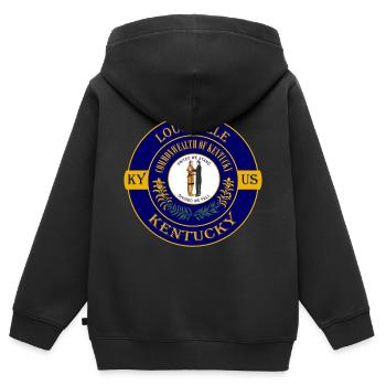 Louisville Kentucky Flagge USA Reise Souvenir Abzeichen - Kinder Premium Organic Zip Hoodie - Schwarz - Hinten - AI Model Kid Male (0cm)