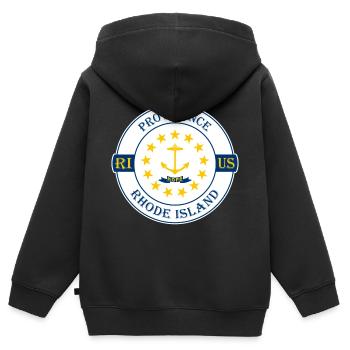 Providence Rhode Island Flag USA Souvenir Badge - Sweat Premium à capuche zippé enfant bio - noir - Dos - AI Model Kid Male (0cm)