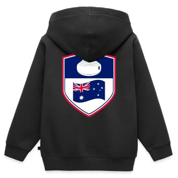 Australische Flagge Curling Winter Eissport Australien - Kinder Premium Organic Zip Hoodie - Schwarz - Hinten - AI Model Kid Male (0cm)
