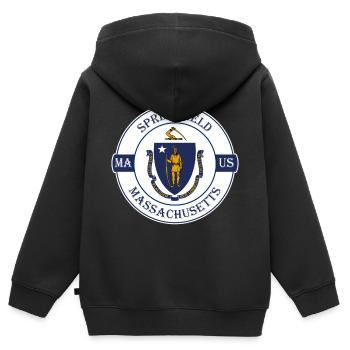 Springfield Massachusetts Flag USA Souvenir de voyage - Sweat Premium à capuche zippé enfant bio - noir - Dos - AI Model Kid Male (0cm)