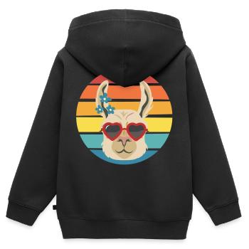 Summer llama shirt for Animal T shirt lover - Kids Premium Organic Zip-up Hoodie - black - Back - AI Model Kid Male (0cm)