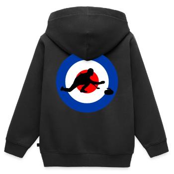 Curling Kehren Winter Eissport Curler Lustig - Kinder Premium Organic Zip Hoodie - Schwarz - Hinten - AI Model Kid Male (0cm)
