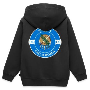 Norman Oklahoma Flag USA Travel Souvenir Badge - Sweat Premium à capuche zippé enfant bio - noir - Dos - AI Model Kid Male (0cm)