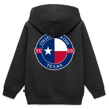 College Station Texas Flagge USA Souvenir Abzeichen - Kinder Premium Organic Zip Hoodie - Schwarz - Hinten - AI Model Kid Male (0cm)