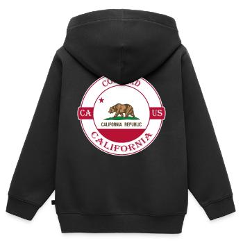 Concord California Flagge USA Reise Souvenir Abzeichen - Kinder Premium Organic Zip Hoodie - Schwarz - Hinten - AI Model Kid Male (0cm)