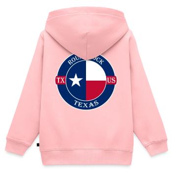 Round Rock Texas Flag USA Travel Souvenir Badge - Sweat Premium à capuche zippé enfant bio - rose - Dos - AI Model Kid Female (0cm)