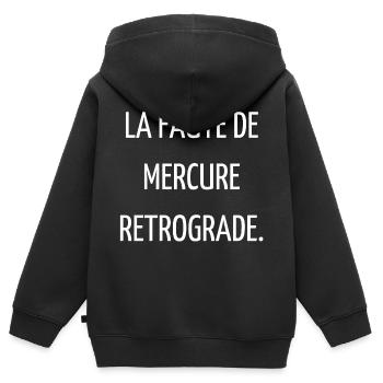 Mercure retrograde - Sweat Premium à capuche zippé enfant bio - noir - Dos - AI Model Kid Male (0cm)
