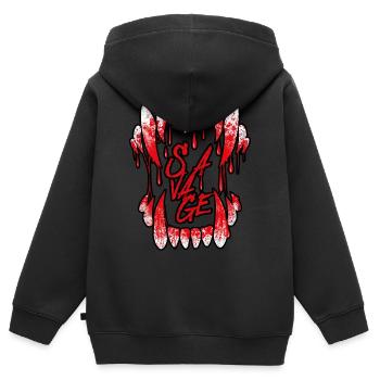 Gruselige Wolfszähne mit Blut - Kinder Premium Organic Zip Hoodie - Schwarz - Hinten - AI Model Kid Male (0cm)