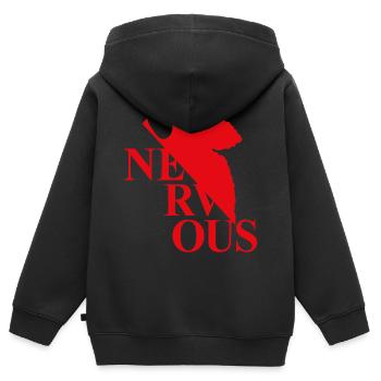 EVA NERVous Logo Parody - Kids Premium Organic Zip-up Hoodie - black - Back - AI Model Kid Male (0cm)
