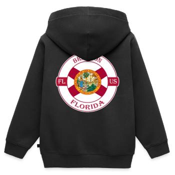 Brandon Florida Flagge USA Reise Souvenir Abzeichen - Kinder Premium Organic Zip Hoodie - Schwarz - Hinten - AI Model Kid Male (0cm)