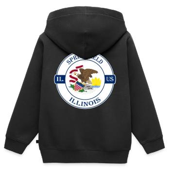 Springfield Illinois Flag USA Souvenir Badge - Sweat Premium à capuche zippé enfant bio - noir - Dos - AI Model Kid Male (0cm)