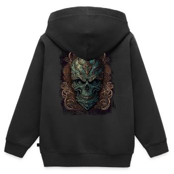 Viktorianischer Zombie Totenkopf - Kinder Premium Organic Zip Hoodie - Schwarz - Hinten - AI Model Kid Male (0cm)