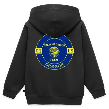 Bend Oregon Flag USA Travel Souvenir Badge - Kids Premium Organic Zip-up Hoodie - black - Back - AI Model Kid Male (0cm)