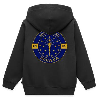 South Bend Indiana Flag USA Travel Souvenir Badge - Kids Premium Organic Zip-up Hoodie - black - Back - AI Model Kid Male (0cm)