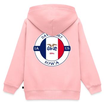 Davenport Iowa Flagge USA Reise Souvenir Abzeichen - Kinder Premium Organic Zip Hoodie - Rosa - Hinten - AI Model Kid Female (0cm)