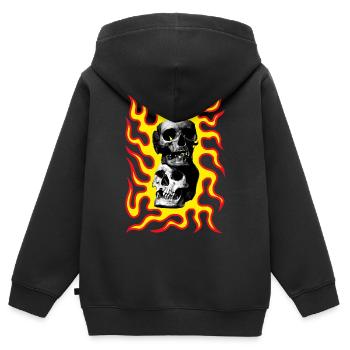 Schädel in Flammen aus der Hölle - Kinder Premium Organic Zip Hoodie - Schwarz - Hinten - AI Model Kid Male (0cm)