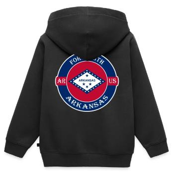 Fort Smith Arkansas Flag USA Travel Souvenir Badge - Sweat Premium à capuche zippé enfant bio - noir - Dos - AI Model Kid Male (0cm)