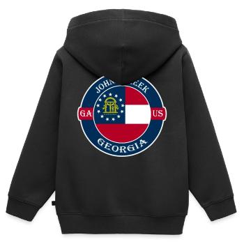 Johns Creek Georgia Flag USA Travel Souvenir Badge - Kids Premium Organic Zip-up Hoodie - black - Back - AI Model Kid Male (0cm)