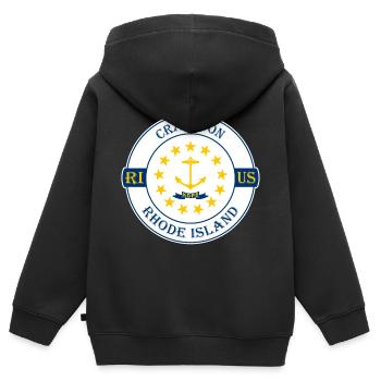 Cranston Rhode Island Flag USA Souvenir Badge - Sweat Premium à capuche zippé enfant bio - noir - Dos - AI Model Kid Male (0cm)