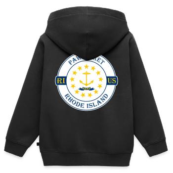 Pawtucket Rhode Island Flag USA Souvenir Badge - Sweat Premium à capuche zippé enfant bio - noir - Dos - AI Model Kid Male (0cm)