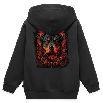 Rottweiler Hund - Kinder Premium Organic Zip Hoodie - Schwarz - Hinten - AI Model Kid Male (0cm)