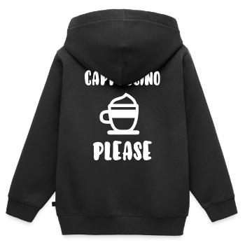 Cappuccino bitte - Kinder Premium Organic Zip Hoodie - Schwarz - Hinten - AI Model Kid Male (0cm)