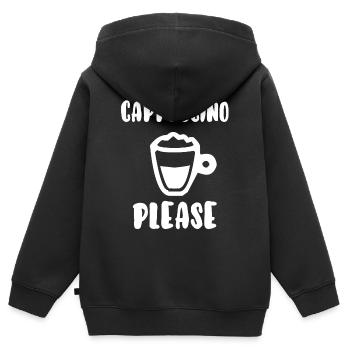 Cappuccino bitte - Kinder Premium Organic Zip Hoodie - Schwarz - Hinten - AI Model Kid Male (0cm)