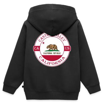 Castro Valley California Flagge USA Souvenir Logo - Kinder Premium Organic Zip Hoodie - Schwarz - Hinten - AI Model Kid Male (0cm)