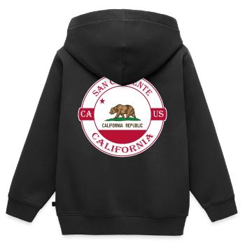 San Clemente California Flagge USA Souvenir Abzeichen - Kinder Premium Organic Zip Hoodie - Schwarz - Hinten - AI Model Kid Male (0cm)