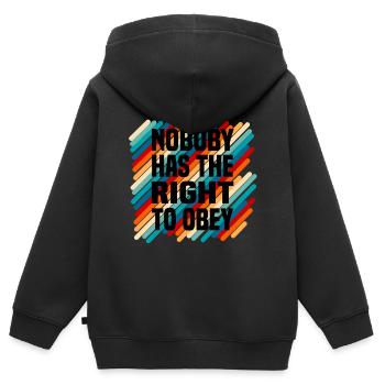 nobody has the right to obey - Kinder Premium Organic Zip Hoodie - Schwarz - Hinten - AI Model Kid Male (0cm)
