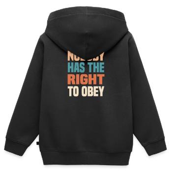 nobody has the right to obey - Kinder Premium Organic Zip Hoodie - Schwarz - Hinten - AI Model Kid Male (0cm)