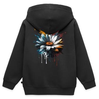 Gänseblümchen - Kinder Premium Organic Zip Hoodie - Schwarz - Hinten - AI Model Kid Male (0cm)